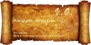 Vargyas Orsolya névjegykártya
